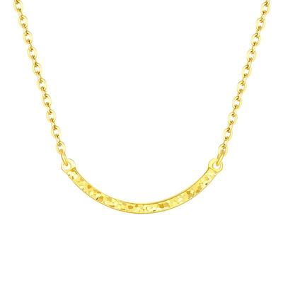 圣诞礼物周大生黄金项链女足金碎碎冰锁骨套链弯管微笑吊坠送女生