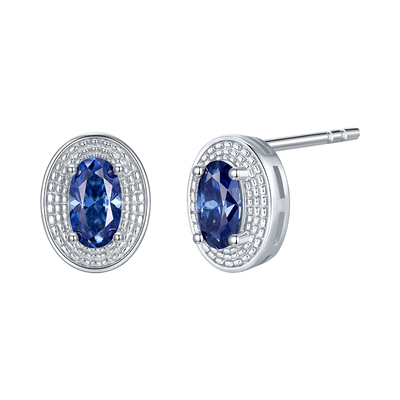 森吾原色蓝钻莫桑钻耳钉