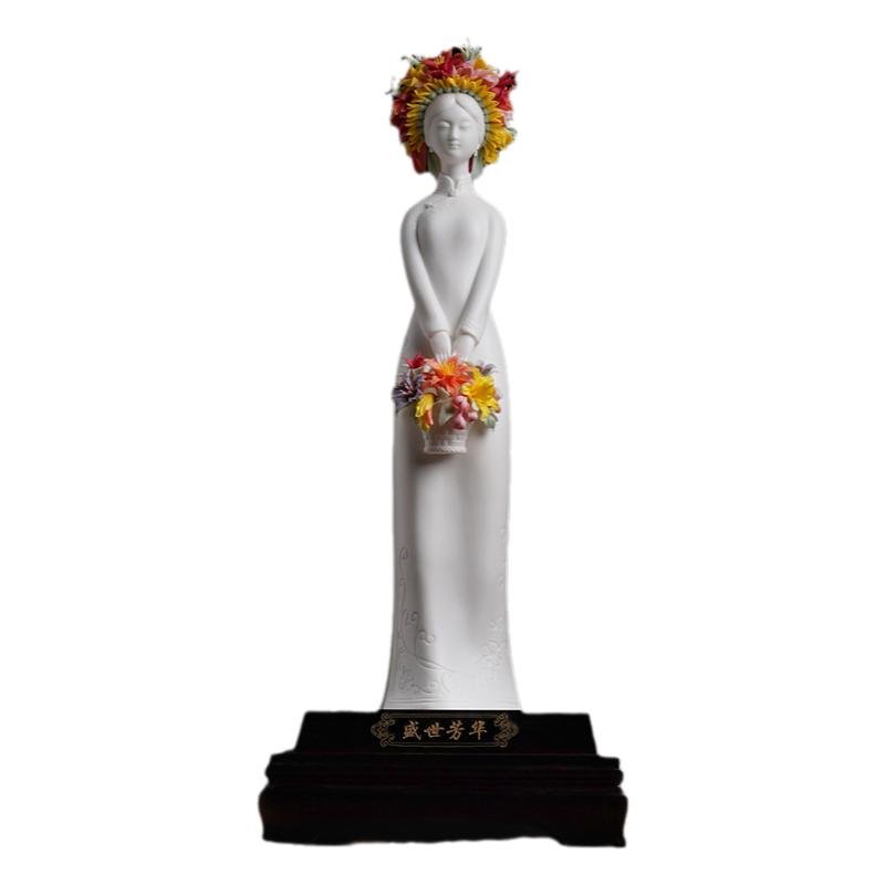 素茗《盛世芳华》簪花女陶瓷摆件