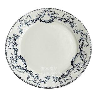 安木良品 法式ins中古风蝴蝶结花边陶瓷西餐牛排早餐点心盘子
