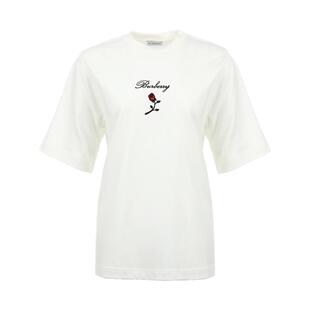 【自营】BURBERRY/博柏利女士24SS玫瑰图案刺绣宽松棉质短袖T恤