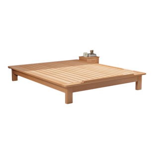 榉木无床头床全实木床1.8米双人床榻榻米床架定制主卧室日式矮床