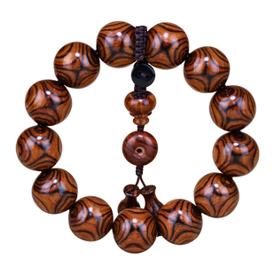 正宗海南黄花梨海黄油梨老料全对眼满鬼脸1.8男士佛珠手串精品