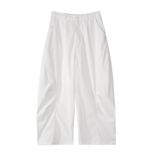 CONTRAFIEND空气感弧线褶皱纯色小众阔腿弯刀裤 宽松慵懒休闲长裤