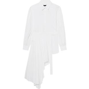 IT JUUN.J女装长袖连衣裙新款设计感褶裥叠层不对称衬衫裙964W00X