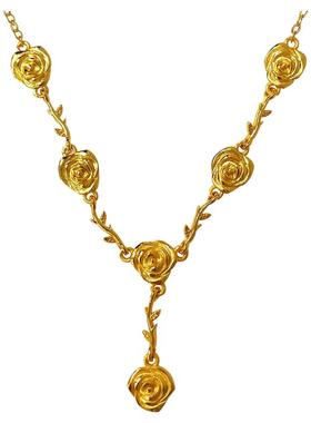 结婚镀金山茶花项链女锁骨