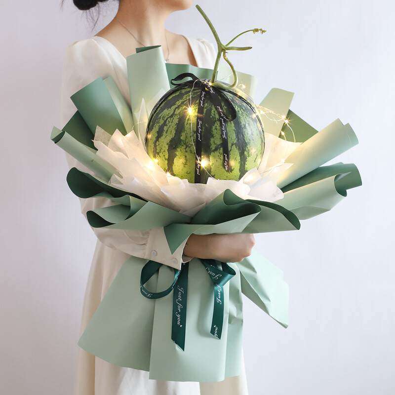 diy夏日西瓜花束水果手捧花创意惊喜手工自制礼物包装纸材料包520