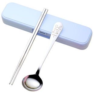 316不锈钢筷子勺子儿童吃饭汤勺学生筷子个人专用盒便携餐具套装