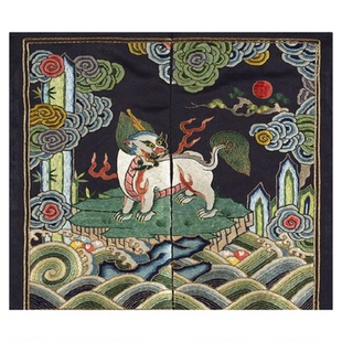 清朝乾隆年间獬豸补子复古书画真迹微喷仿古国画复制装裱挂轴装饰