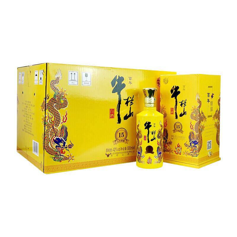 牛栏山百年特酿15小黄龙浓香型白酒42度固态发酵纯粮酒礼盒装