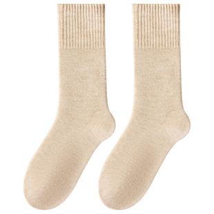 加绒袜子女冬季新款加厚保暖羊毛中筒东北防寒雪地长袜配靴子秋冬