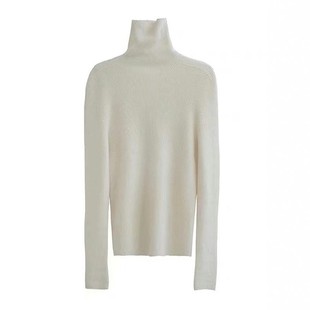 高级感100%纯羊毛衫女高领毛衣显瘦内搭秋冬堆堆领针织打底衫上衣