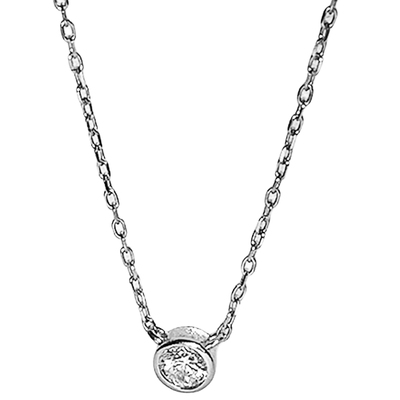 LLab 通体s925 经典简约泡泡5A单颗圆锆石项链通勤时髦单钻锁骨链