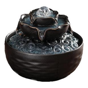 八方来财风水轮流水摆件循环水景喷泉办公桌面小型风水球流水生财