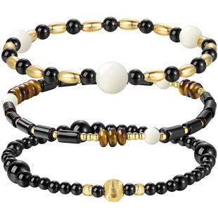 ZEGL设计师落日鎏金虎眼石手串珍珠手链女黑玛瑙串珠秋冬叠戴手饰