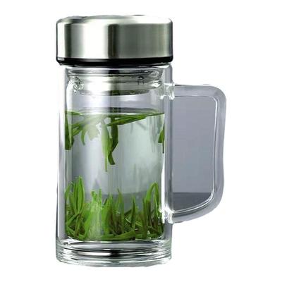 双层玻璃杯家用耐高温办公水杯男女士泡茶带把手大容量杯子定制