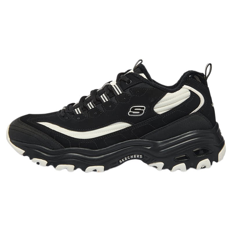Skechers斯凯奇春夏季男熊猫鞋黑色加绒老爹鞋厚底增高休闲运动鞋