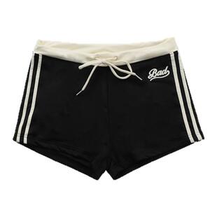 韩国badblood运动平角短裤女美式复古小众设计感健身跳舞抽绳短裤