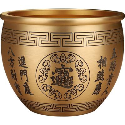 米缸聚宝盆中式黄铜摆件吉祥聚财