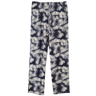 新款春季印花家居服女长裤可外穿睡裤扎染复古港风纯棉针织女裤