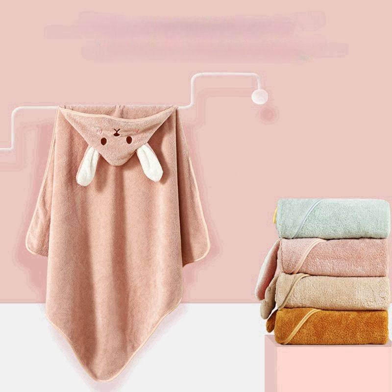 新生儿浴巾珊瑚绒加厚儿童带帽浴袍可毯穿抱被家居服抱式带帽婴儿