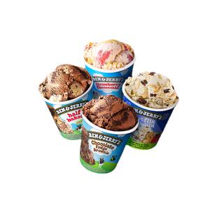 【自营】4桶装Ben&Jerry's本杰瑞冰激淋草莓布朗尼巧克力进口雪糕