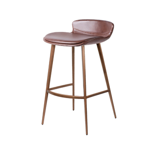 真皮吧台椅进口牛皮北欧厨房高餐吧椅轻奢家用高脚凳吧台凳子7156