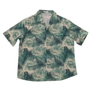 原创古着月绿色腰果花衬衫古巴领衬衫小众高级感舒适夏威夷衬衫