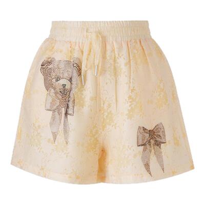 TCH2025春夏新款烫钻休闲时尚百搭宽松短裤女T75A21E5012