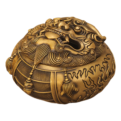 宽和纯铜中式复古盘香炉茶道摆件