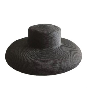 欧美风格春夏帽子钟形宽檐草帽复古赫本风出游遮阳度假沙滩帽子女