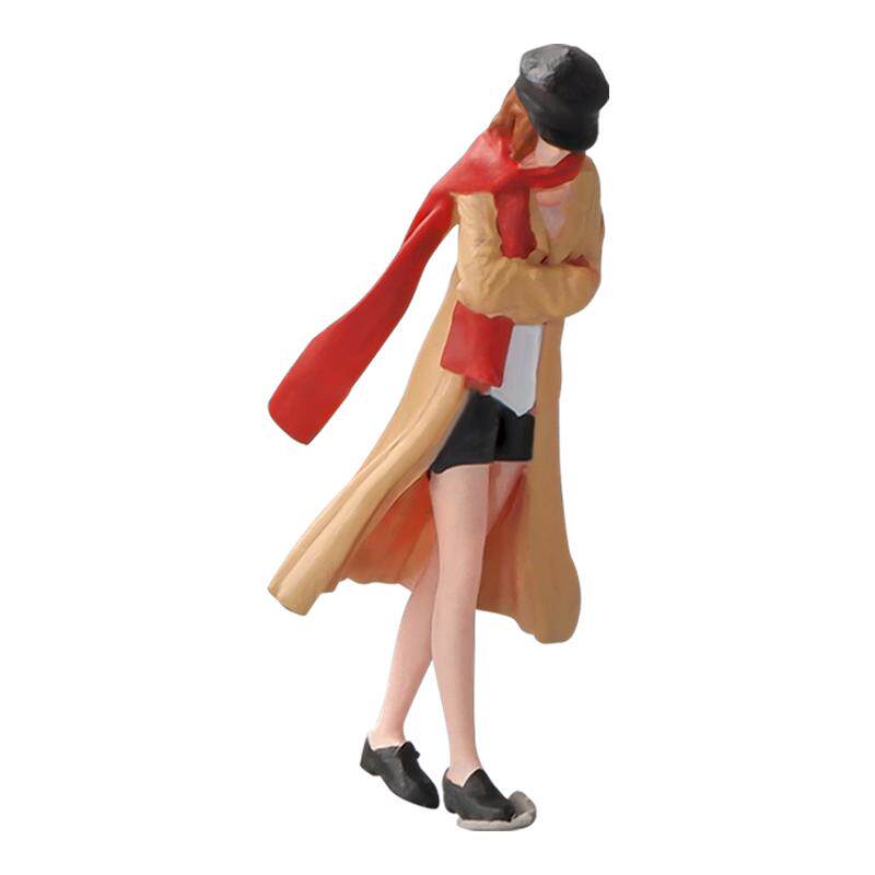 1:64风衣女人微缩人偶模型沙盘造景道具摆件仿真手办美女树脂小人