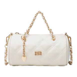 百思图白色包包2026新款女包斜挎包女小香风链条圆筒包手提单肩包