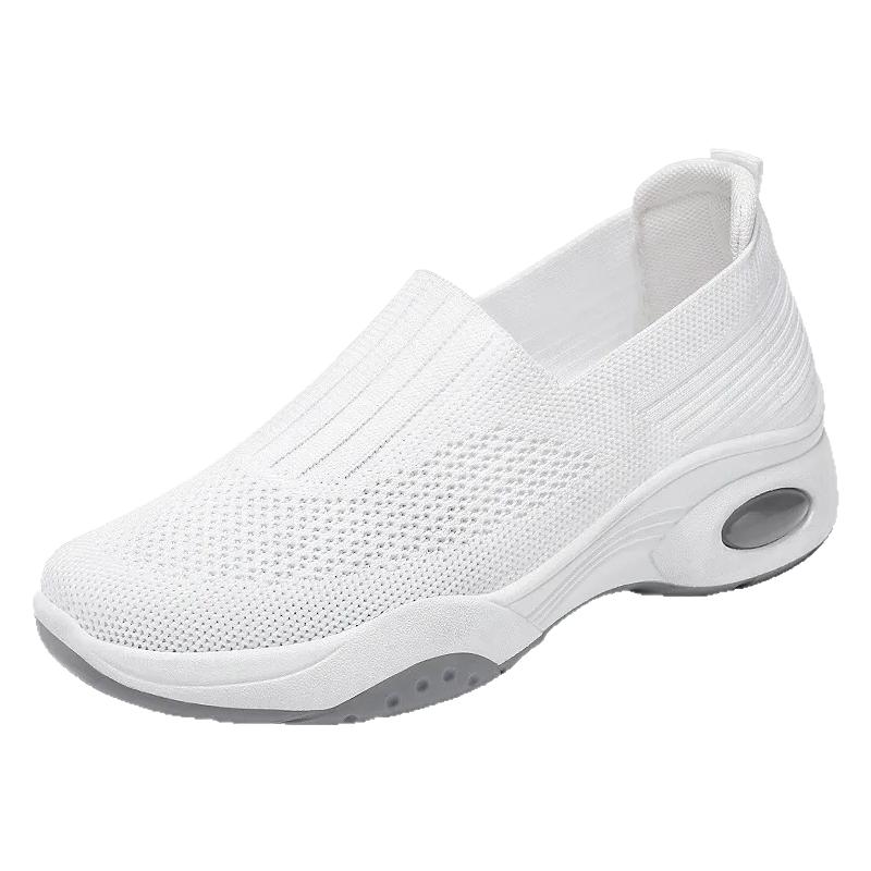 鞋子女2025春夏新款shoes一脚蹬松糕鞋飞织女鞋厚底休闲布鞋