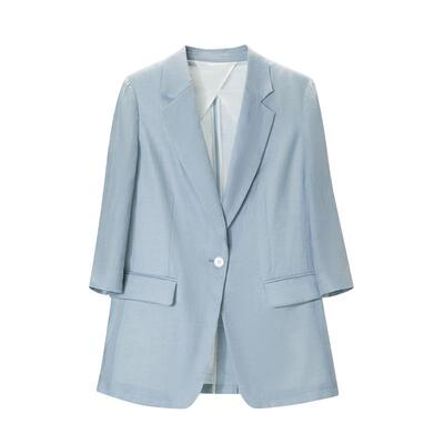 zezi七分袖苎麻西装夏季轻薄舒适