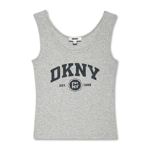 DKNY/唐可娜儿2025春夏新品女美式复古紧身立体坑条字母印花背心