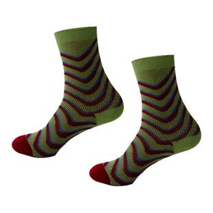 秋冬季千鸟格复古风个性百搭款条纹撞色双针粗线纯棉中长筒女袜子