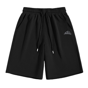 班尼路黑色纯棉短裤男款夏季运动休闲宽松五分裤抽绳透气中裤薄A