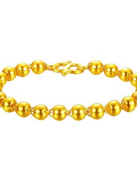 金包银黄金手链足金光珠女款珠宝转运珠手镯礼物妈妈