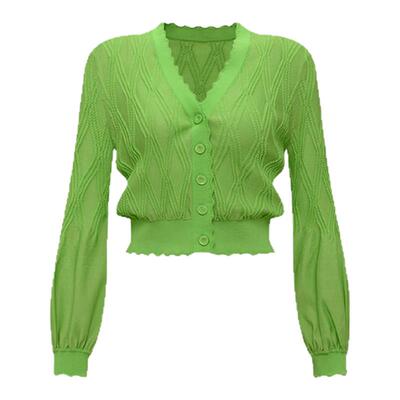 DVF春意绿针织开衫提花针织衫