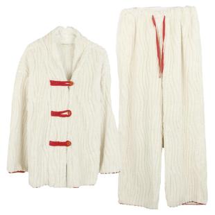 朵朵可可家居服睡衣女2025新款春秋加厚珊瑚绒新中式复古盘扣套装