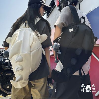 鲨鱼双肩包头盔包网红美式书包大鲨包骑行背包全盔摩托车骑士学生