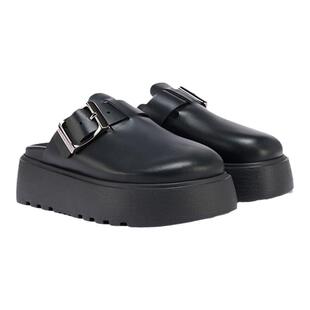 CASADEI/卡桑蒂时尚舒适Ale拖鞋 黑色厚底包头牛皮革拖鞋