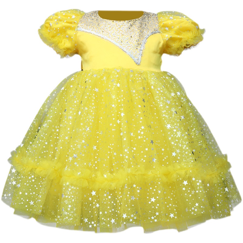 六一儿童节演出服蓬纱裙表演服装公主裙黄色幼儿小星星舞蹈服女生