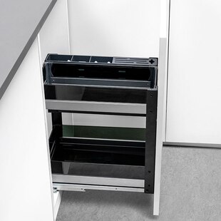 厨房多功能刀架钢化玻璃铝合金缓冲集成一体收纳调味拉篮厨房收纳