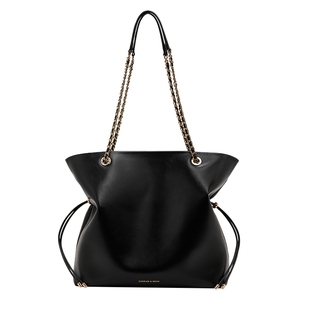 CHARLES&KEITH25新款CK2-20782654大容量抽绳链条托特福袋包大号