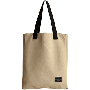 原创设计加高款加厚帆布简约文艺学生通勤托特大容量手提单肩包袋