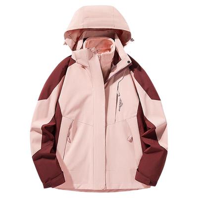 啄木鸟户外冲锋衣女款2025新款三合一可拆卸男款登山服加绒外套女