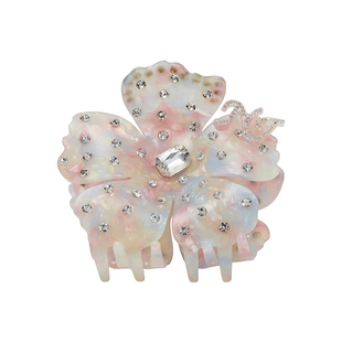 NanaJacqueline新款钻饰点缀气质温柔优雅7.7cm丁香花抓夹发夹女