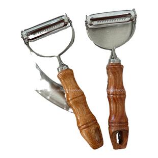 Ruanm复古不锈钢削皮刀木柄水果刮皮器土豆刨丝削皮器多功能瓜刨